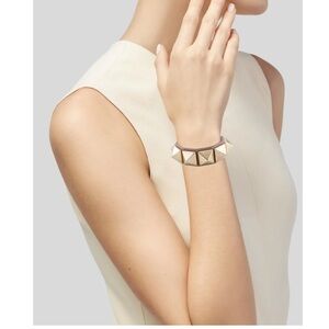 Valentino Leather Large Rockstud Bracelet.